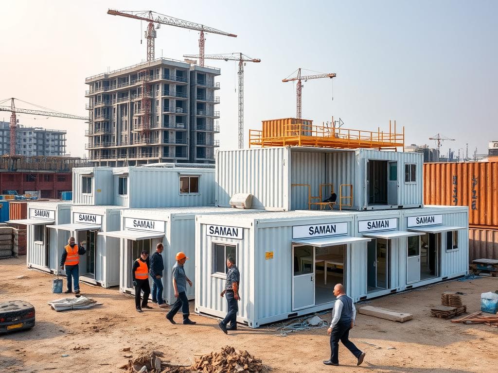 Multi-unit container office setup in Janakpuri commercial development Multi-unit container office setup in Janakpuri commercial development