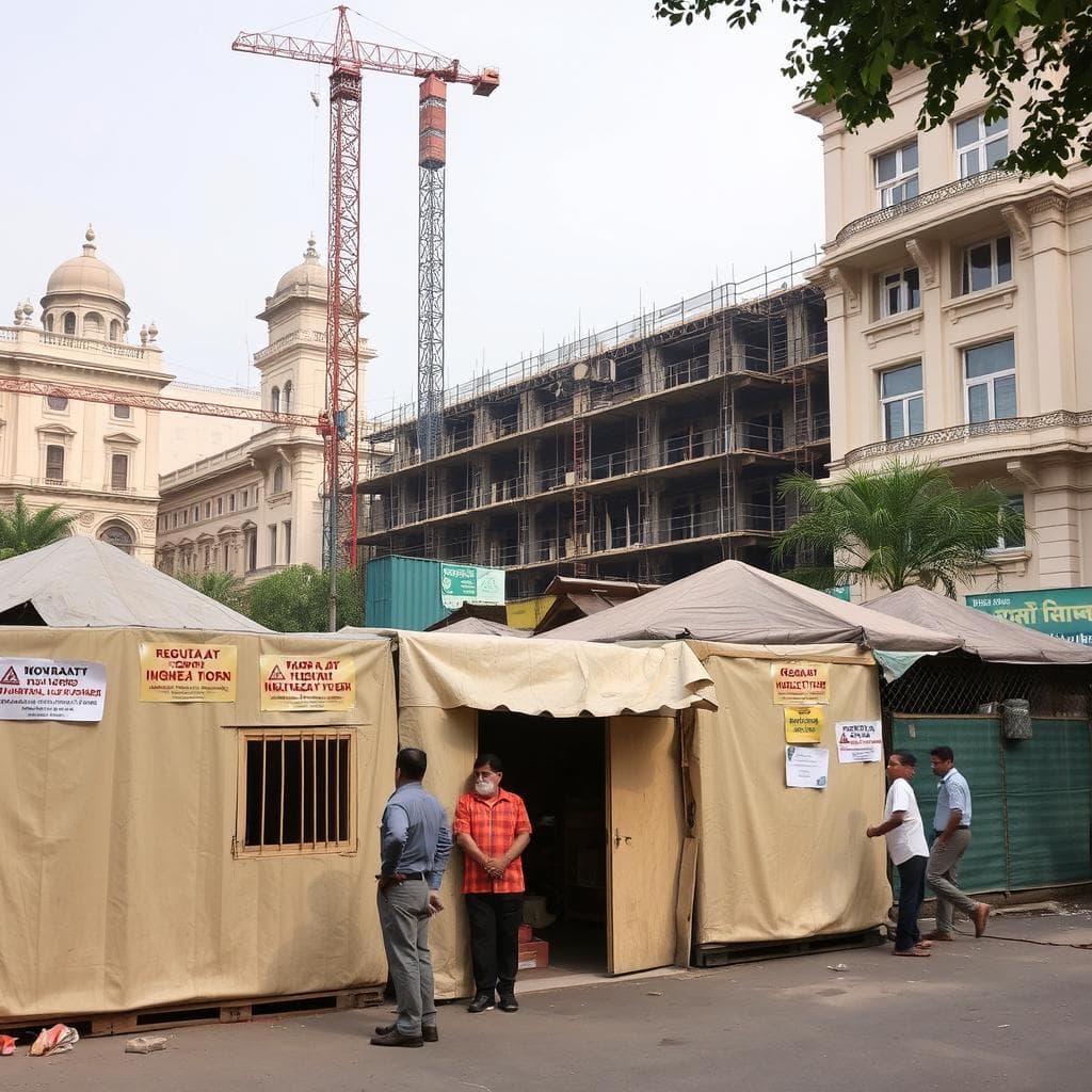 Non-compliant labour housing in Connaught Place Non-compliant labour housing in Connaught Place
