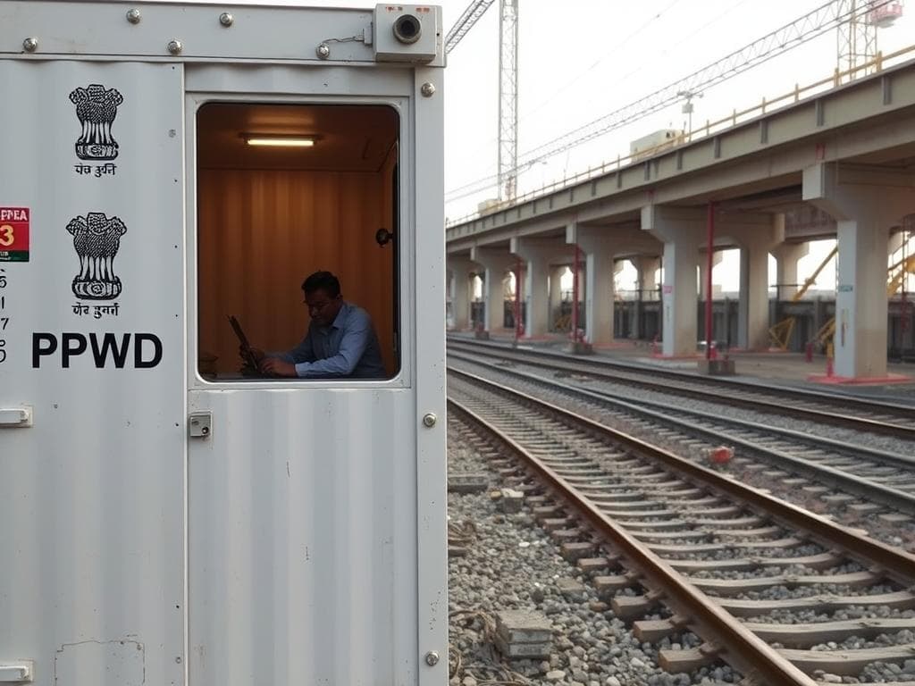 PWD office container in Dwarka for metro extension project PWD office container in Dwarka for metro extension project