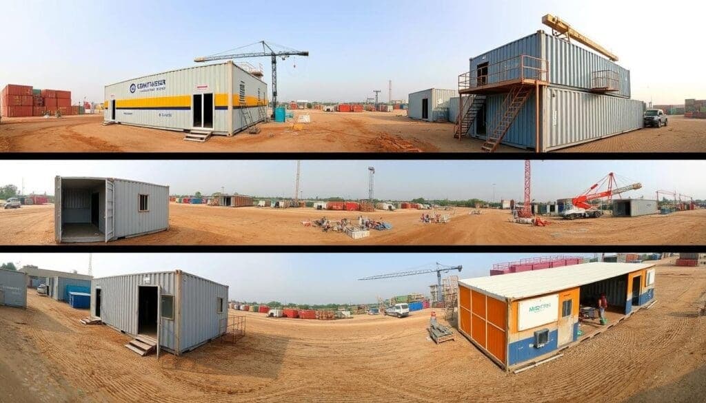 Panoramic view of container offices across different industrial sites in Faridabad Panoramic view of container offices across different industrial sites in Faridabad
