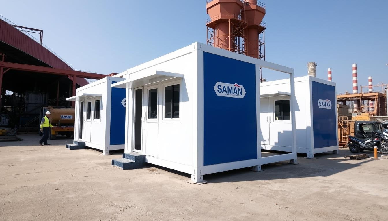 Portable Cabins in Faridabad industrial area with SAMAN branding