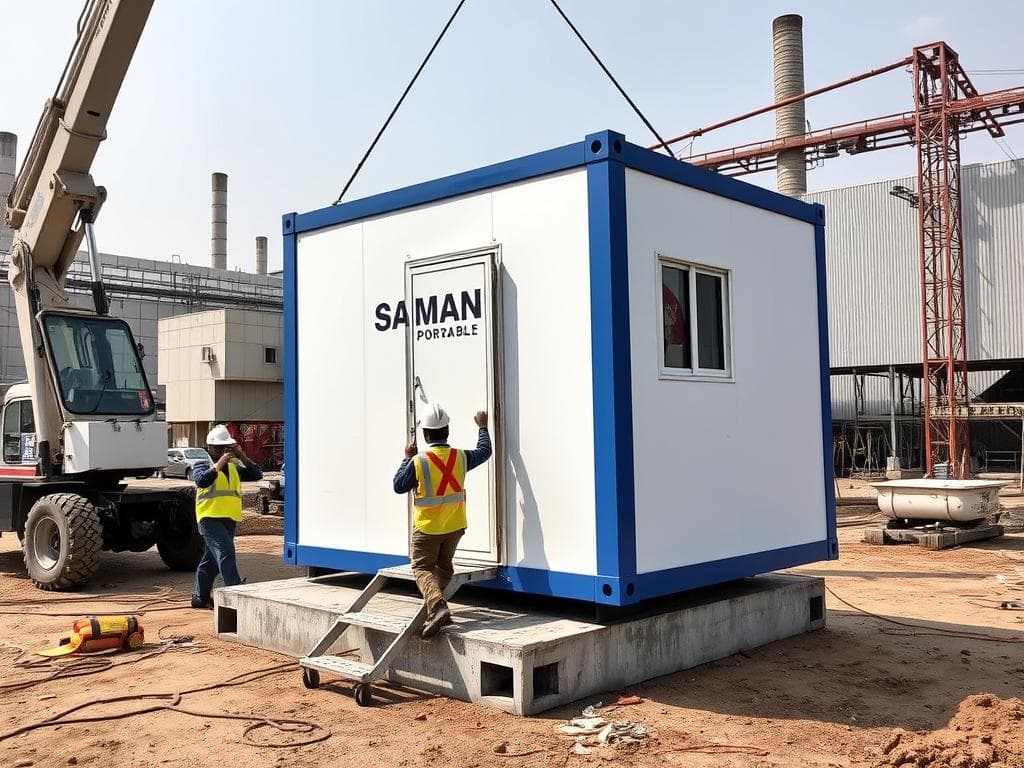 Portable Office Cabin being installed at Sector 21 Faridabad industrial site Portable Office Cabin being installed at Sector 21 Faridabad industrial site