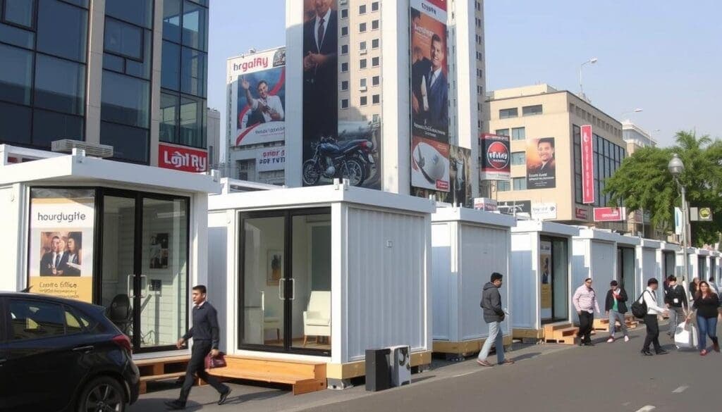 Portable Office Cabins in Central Delhi's commercial district Portable Office Cabins in Central Delhi's commercial district