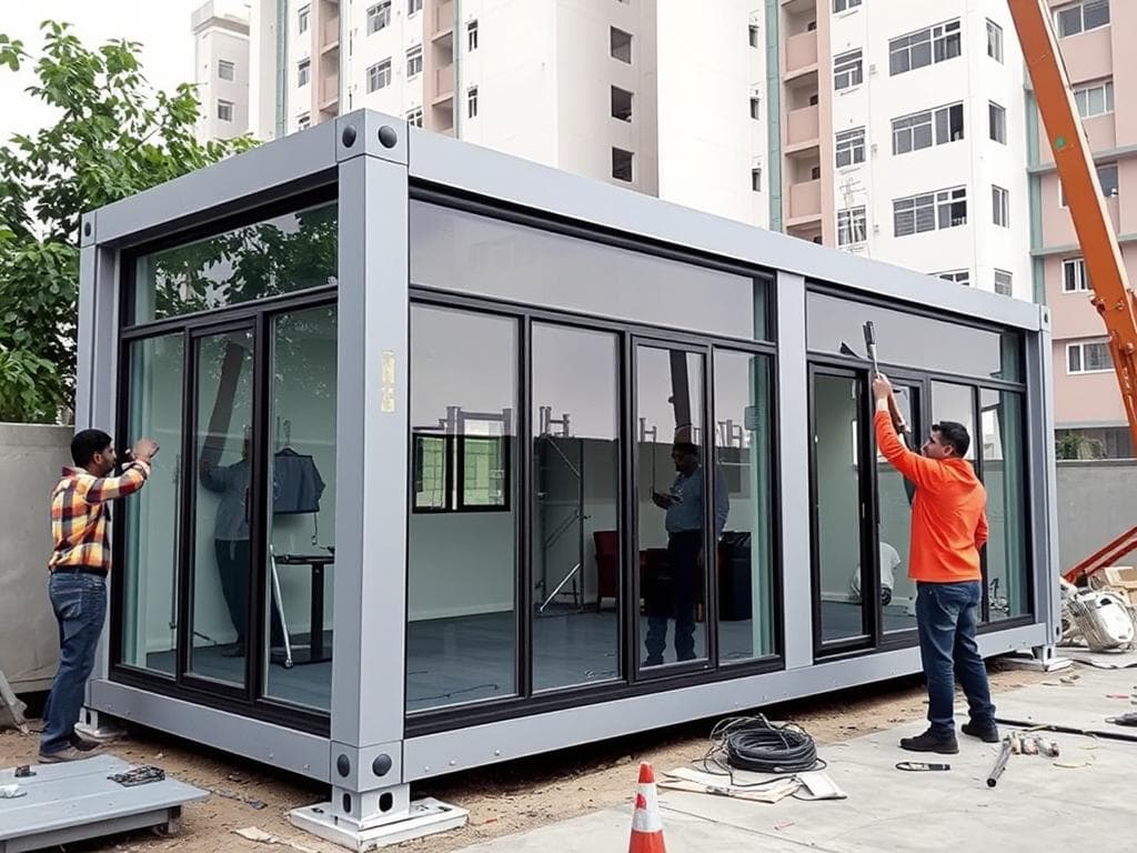 Portable cabin installation in Sector 62 Noida Portable cabin installation in Sector 62 Noida