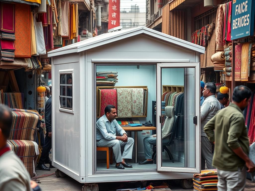 Portable office for textile trader in Chandni Chowk Portable office for textile trader in Chandni Chowk