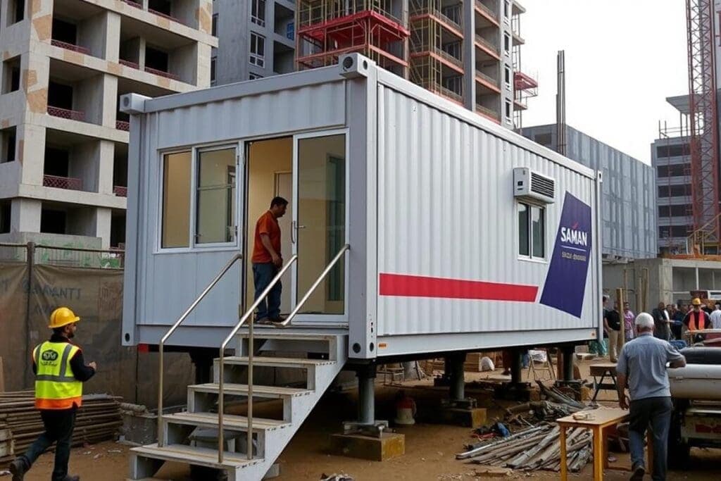 Portable site office in Janakpuri at real estate construction site Portable site office in Janakpuri at real estate construction site