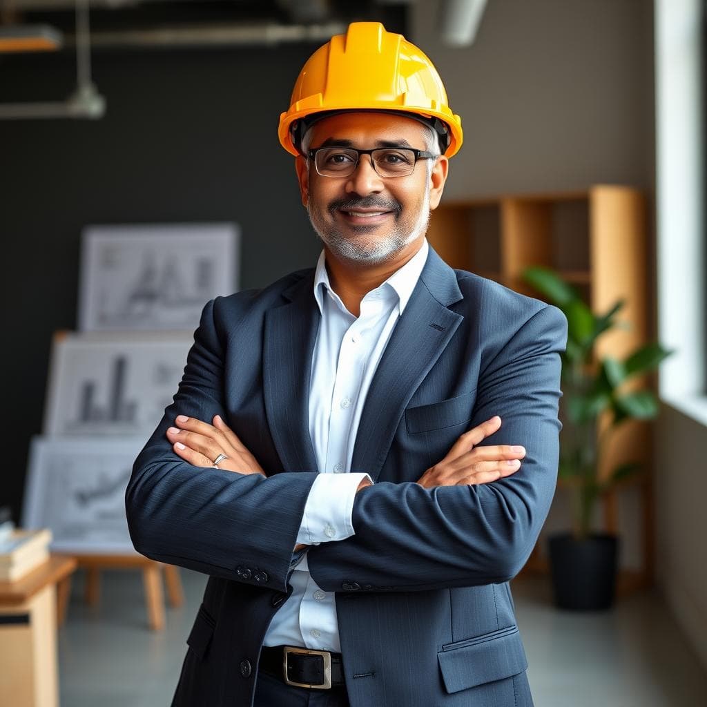 Portrait of a construction company owner who deployed SAMAN's labour colonies in Rajouri Garden Portrait of a construction company owner who deployed SAMAN's labour colonies in Rajouri Garden