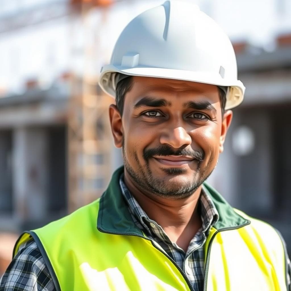 Portrait of a construction project manager who used SAMAN's labour colonies in Janakpuri Portrait of a construction project manager who used SAMAN's labour colonies in Janakpuri