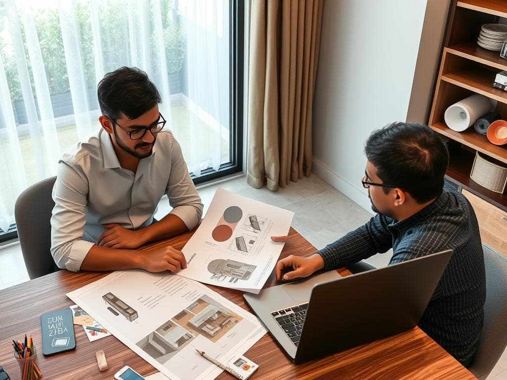 SAMAN Portable consultant helping a client design their cabin for Paharganj SAMAN Portable consultant helping a client design their cabin for Paharganj
