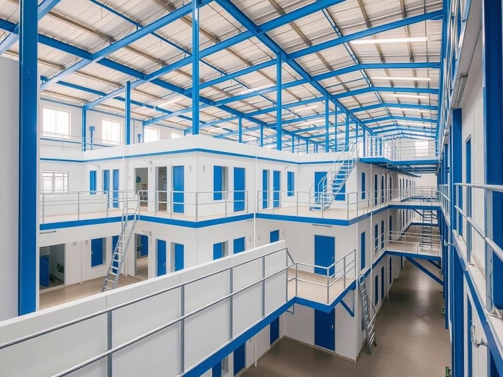 SAMAN Portable labour colony with PUF panels and GI framing in Greater Noida's Alpha Sector SAMAN Portable labour colony with PUF panels and GI framing in Greater Noida's Alpha Sector