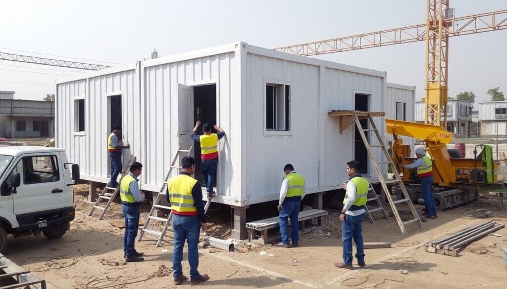 SAMAN Portable team installing a labour colony at an industrial site in Greater Noida SAMAN Portable team installing a labour colony at an industrial site in Greater Noida