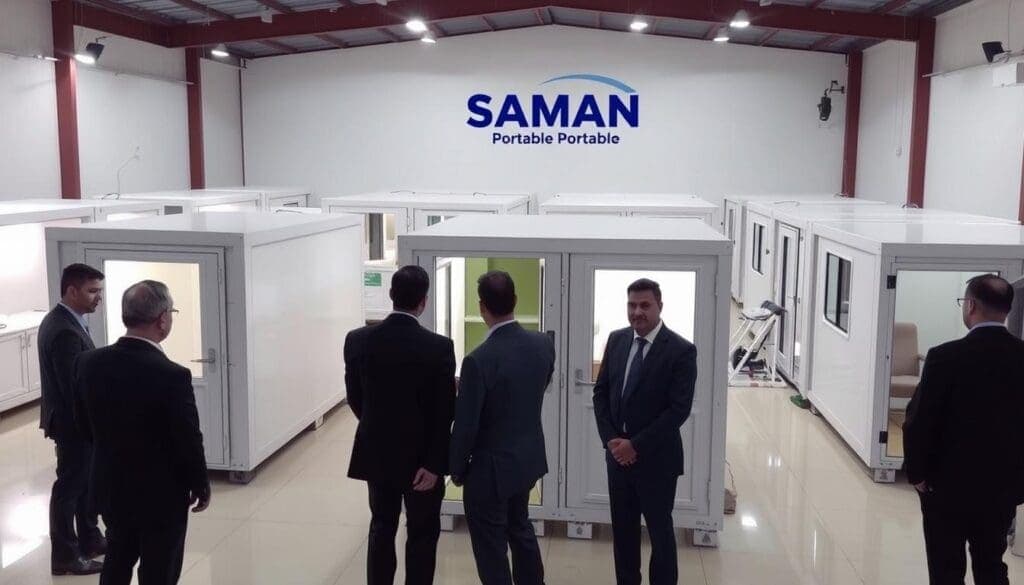 SAMAN Portable's headquarters in North Delhi with display of professional portable office cabins SAMAN Portable's headquarters in North Delhi with display of professional portable office cabins