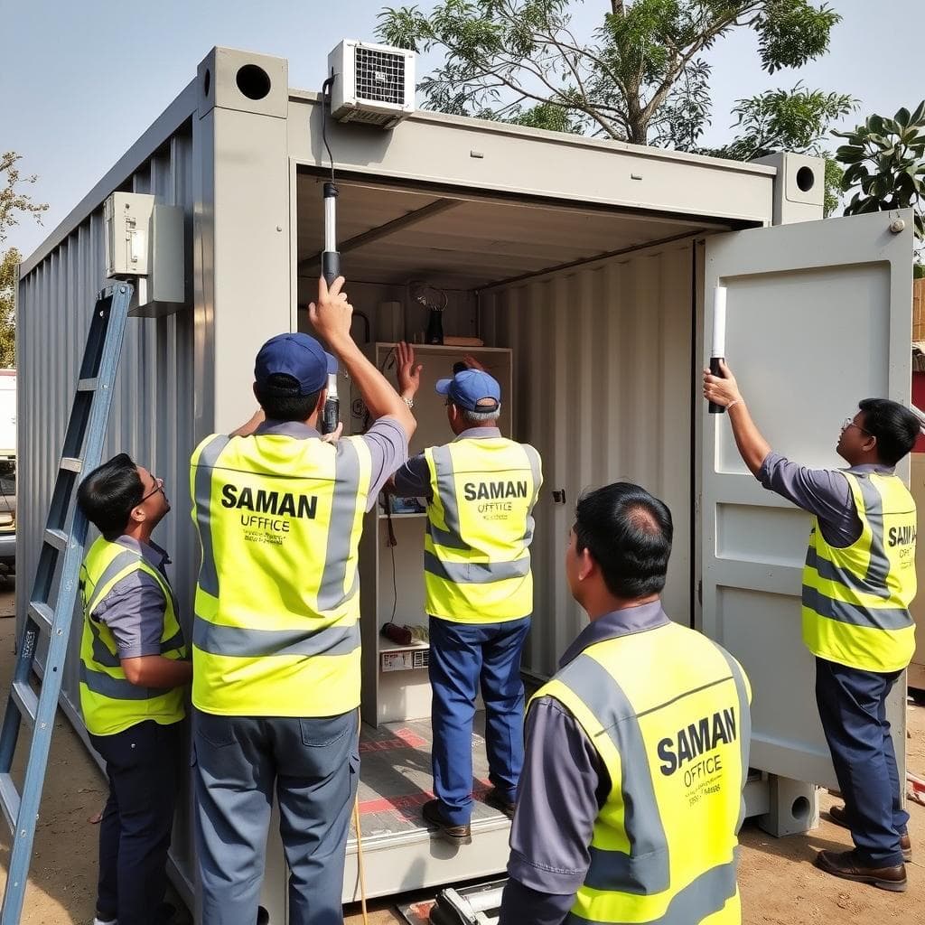 SAMAN team installing Container Office in West Delhi SAMAN team installing Container Office in West Delhi