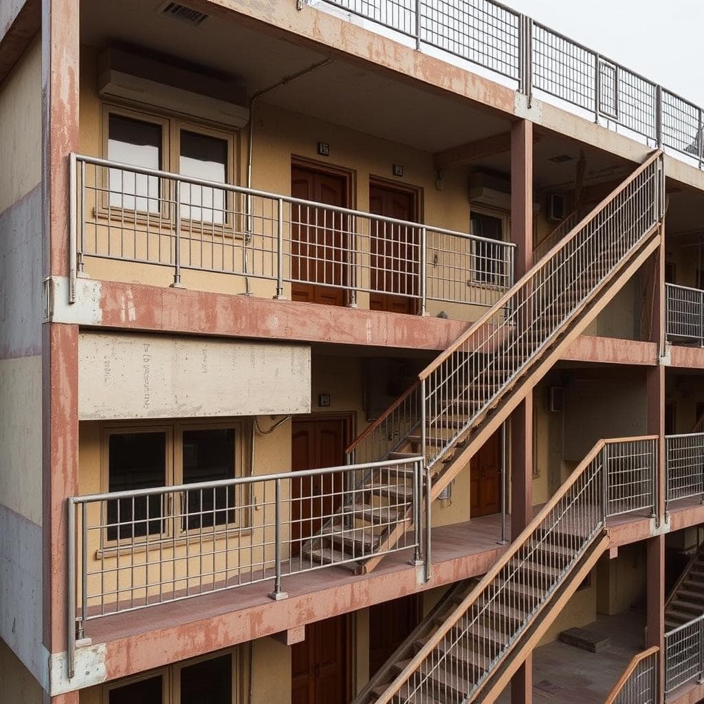 SAMAN's dual-floor labour colony design with MS railings SAMAN's dual-floor labour colony design with MS railings