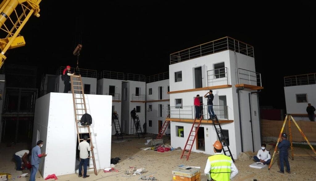 SAMAN's installation team setting up a labour colony in West Delhi SAMAN's installation team setting up a labour colony in West Delhi