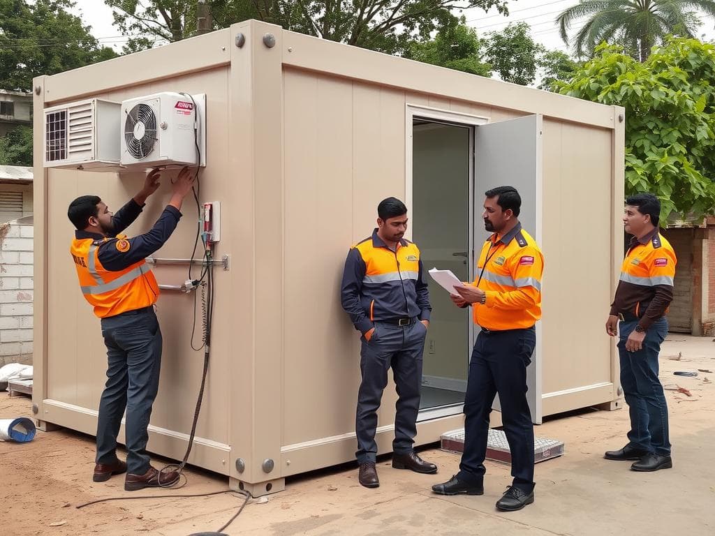 SAMAN's service team providing support at a portable office site in Greater Kailash SAMAN's service team providing support at a portable office site in Greater Kailash