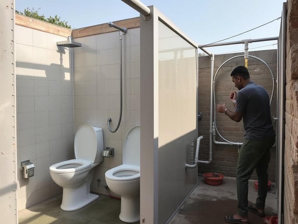 Sanitation block setup as part of East Delhi colony Sanitation block setup as part of East Delhi colony