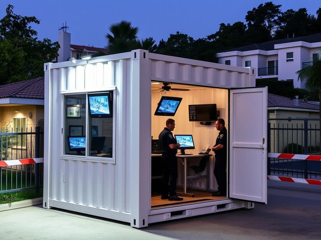 Security container cabin at Crossing Republik township entrance Security container cabin at Crossing Republik township entrance