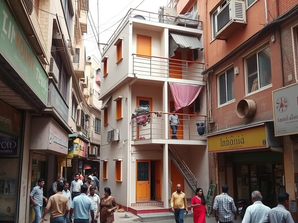 Space-efficient labour colony in Karol Bagh commercial area Space-efficient labour colony in Karol Bagh commercial area