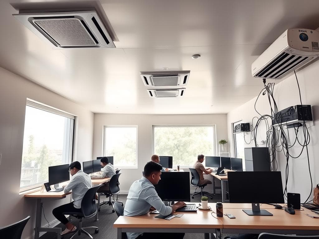 Startup team working in a modern portable cabin office in Sector 62 Noida Startup team working in a modern portable cabin office in Sector 62 Noida