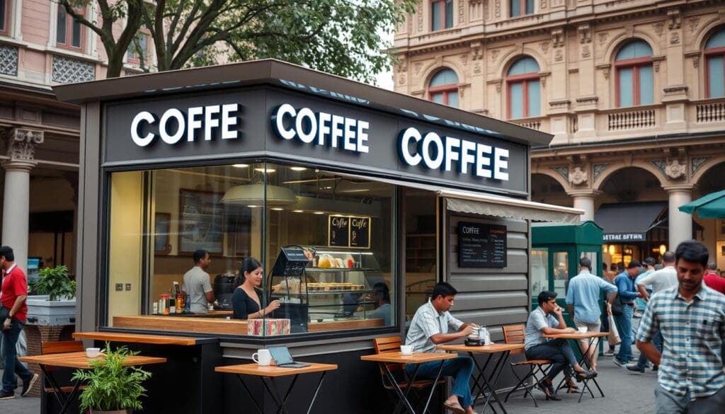 Successful coffee shop in a portable cabin at Janpath, Connaught Place Successful coffee shop in a portable cabin at Janpath, Connaught Place