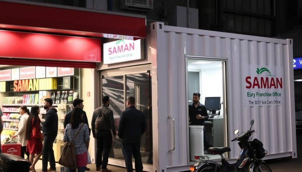 Successful retail franchise using container office in East Delhi Successful retail franchise using container office in East Delhi