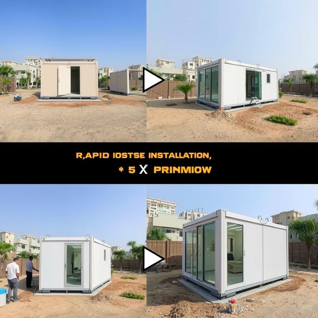 Time-lapse showing rapid installation of a portable office cabin in Saket, South Delhi Time-lapse showing rapid installation of a portable office cabin in Saket, South Delhi
