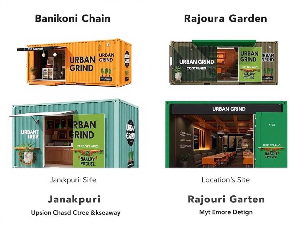 Urban Grind container cafe chain with locations in Janakpuri and Rajouri Garden Urban Grind container cafe chain with locations in Janakpuri and Rajouri Garden