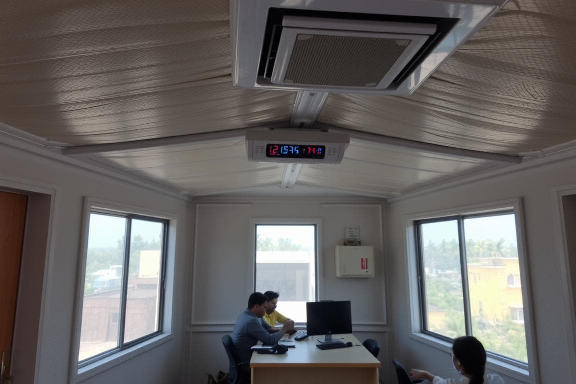Insulated portable cabin interior showing temperature control in Ghaziabad