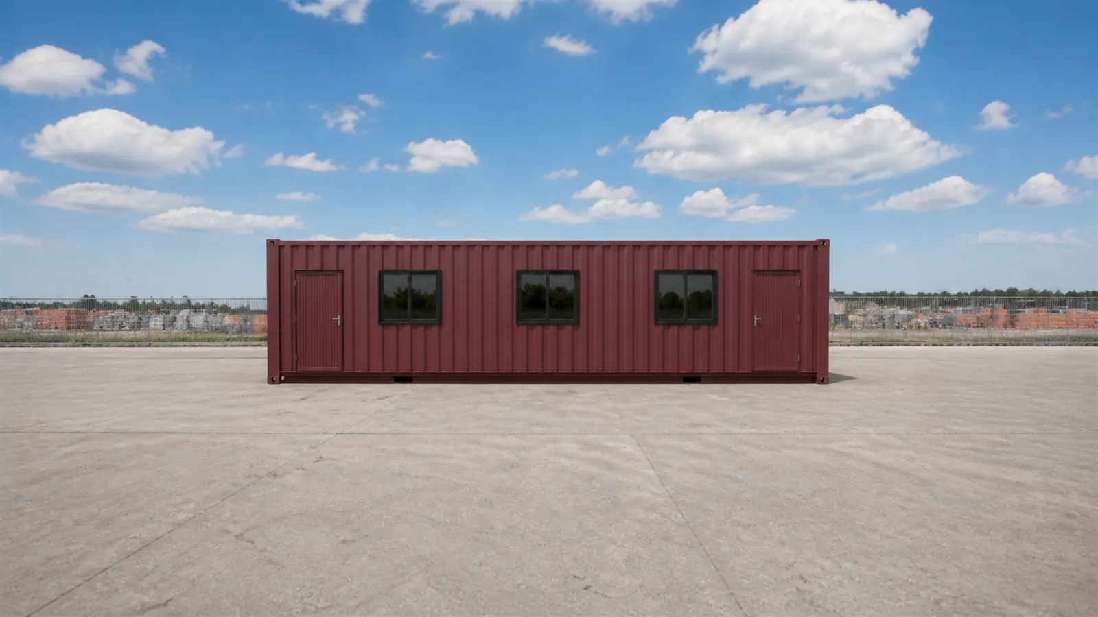 The 40 by 32 ft container marketing office working as a full sales gallery on a project site