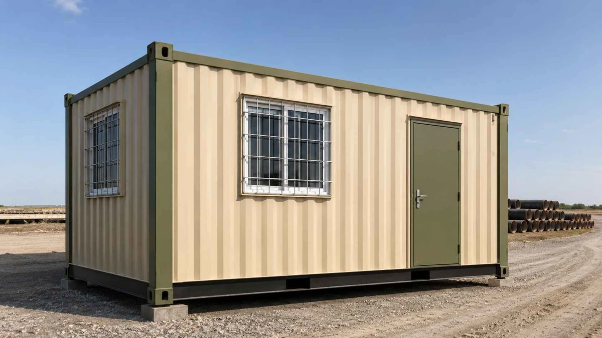 Container admin cabin on the Edayar industrial belt, Kochi