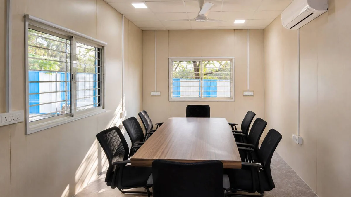 Porta cabin site office interior by SAMAN for Lucknow