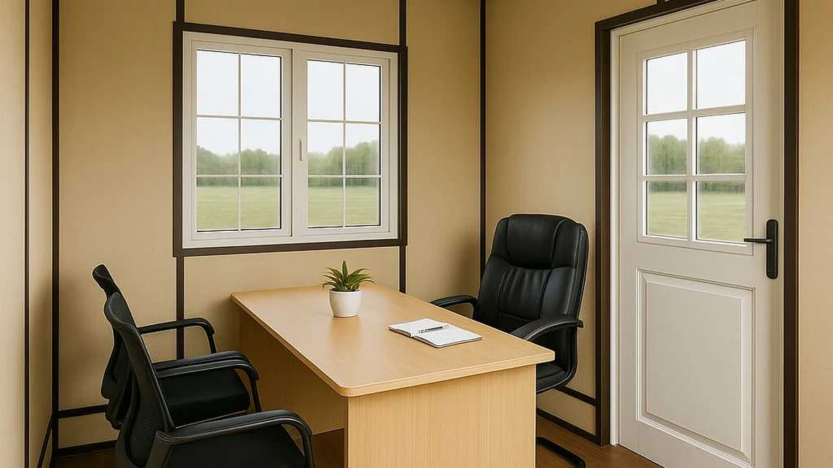 Meeting-room interior of a SAMAN porta cabin office for Madurai