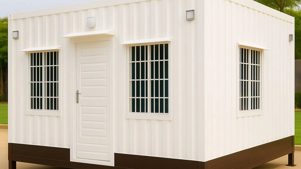 Porta cabin in Mangalore â€” MS steel-frame unit with door and windows by SAMAN, dispatched from Bangalore