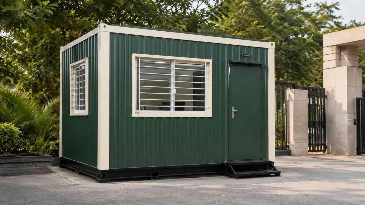 Compact MS porta cabin office for a Rajkot GIDC plot or engineering unit
