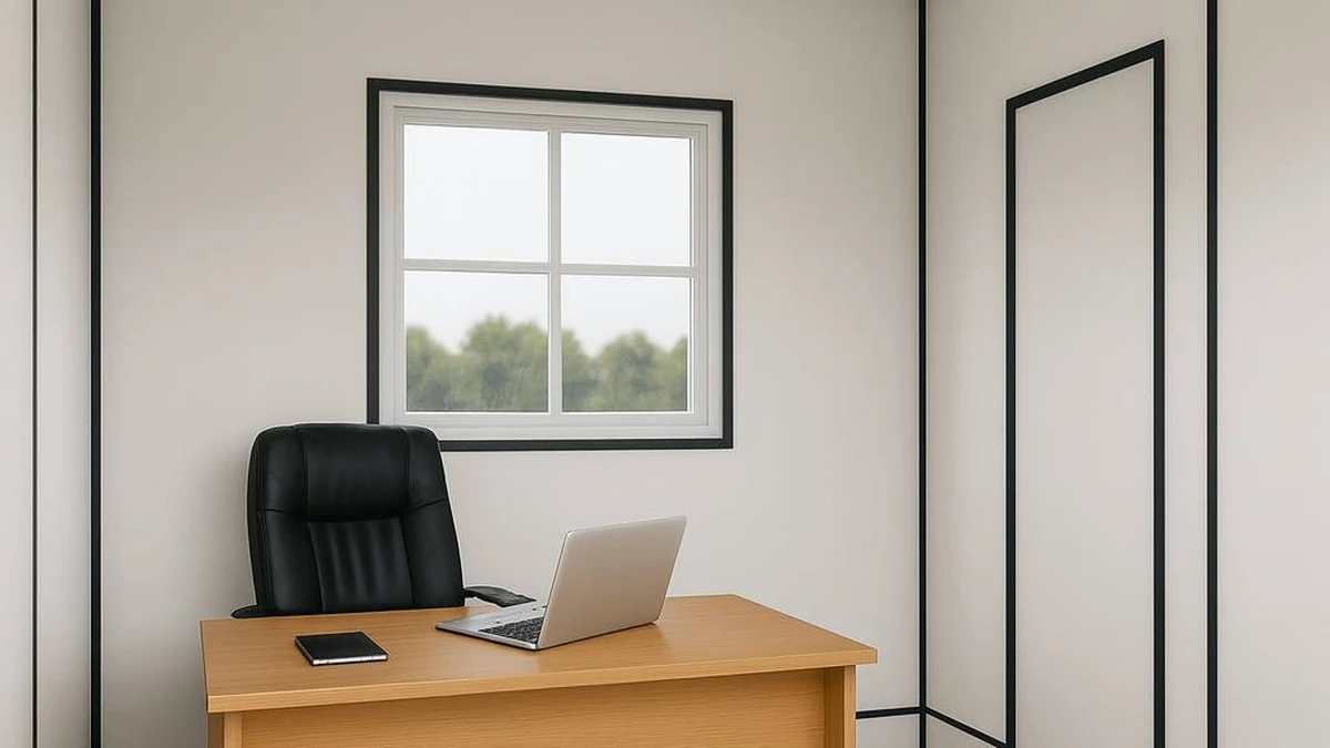 Executive-desk porta cabin office interior by SAMAN for Visakhapatnam