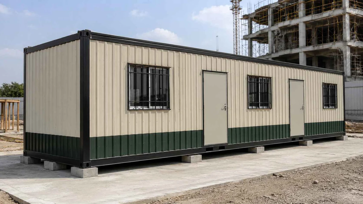 Multi-room MS porta cabin office block for a Nagpur MIHAN or Butibori MIDC site