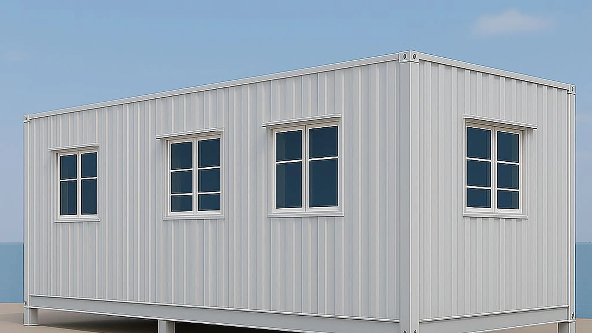 Porta cabin in Vijayawada â€” white MS steel-frame unit by SAMAN, dispatched from Bangalore