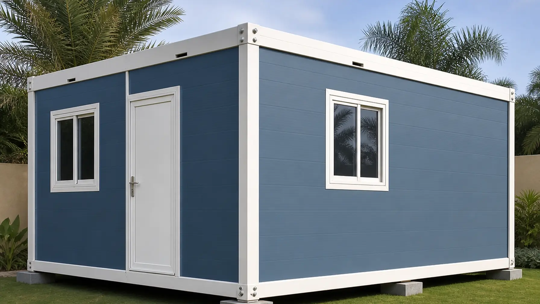 30x10 ft ft flat-pack container home, wide exterior view of the assembled unit on site