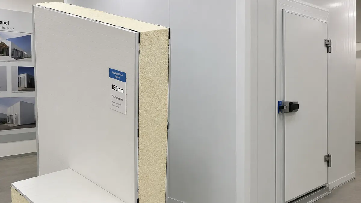 Cold room insulated panel interior High-thickness insulated panels forming a cold room interior with cam-lock joints