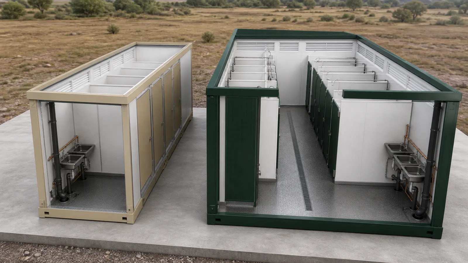 A 10 ft deep single-loaded block beside a 12 ft deep double-loaded block for comparison