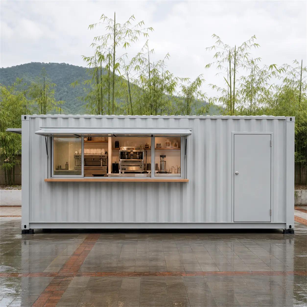 SAMAN container coffee shop 20x10x8.5 ft, 200 sq ft, left side elevation