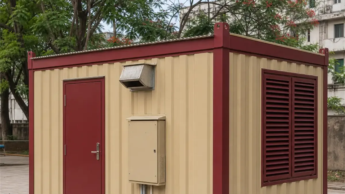 SAMAN container coffee shop 10x10x8.5 ft, 100 sq ft, rear right angled exterior view, wide view