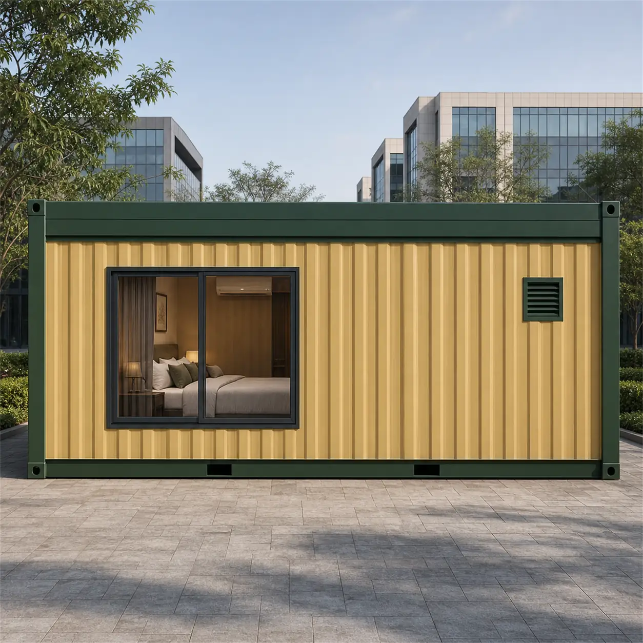 SAMAN container hotel module 20x10x8.5 ft, 200 sq ft, left side elevation