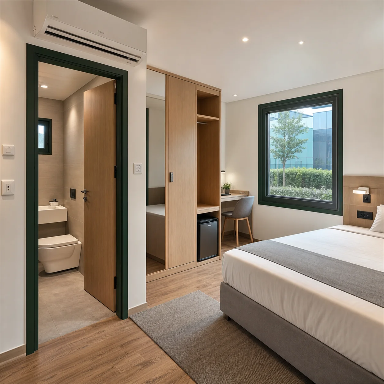 SAMAN container hotel module 20x10x8.5 ft, 200 sq ft, interior of the service counter zone