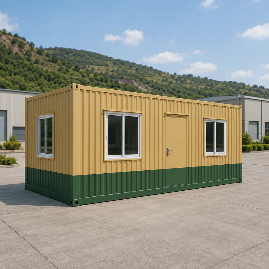 Front-left exterior angle of a 20x10 ft SAMAN container office