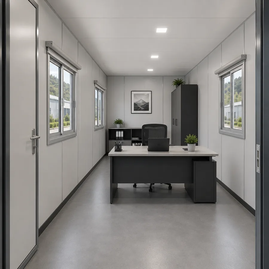 Workspace interior of a 20x10 ft SAMAN container office