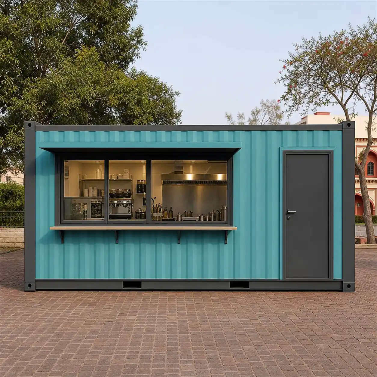 SAMAN container restaurant 20x10x8.5 ft, left side elevation