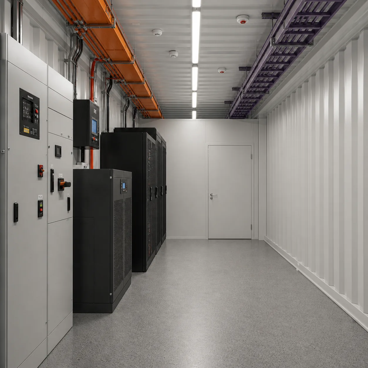 Power and control zone of the 53 ft unit, LV panel, UPS and two battery bays