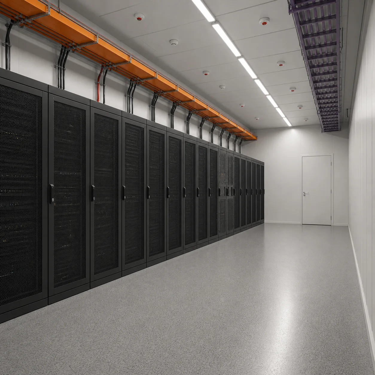White space of the 53 ft unit, twelve rack bays under the busway and the cable tray